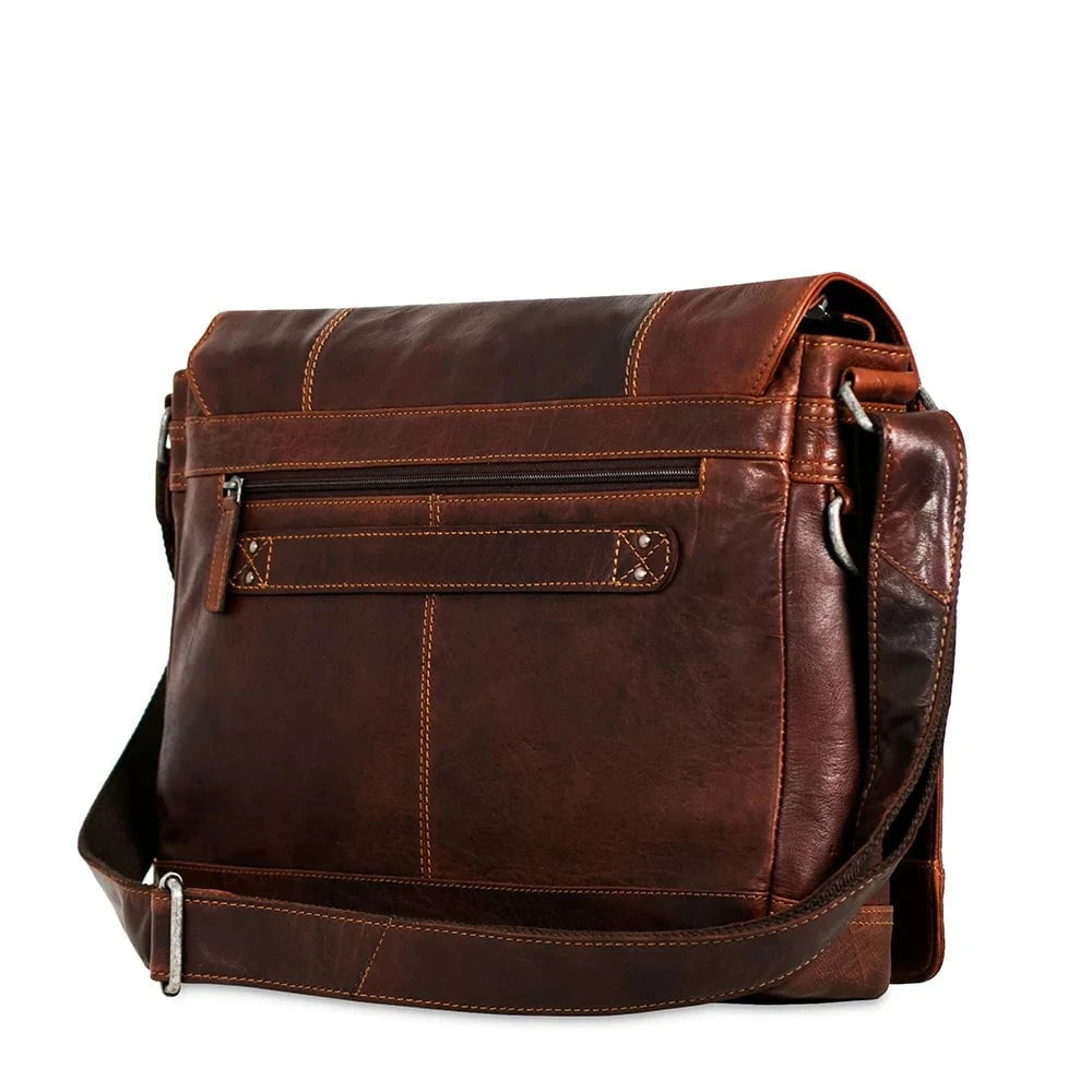 Jack Georges Voyager Full Size Messenger Bag for Men - Durable Leather Crossbody Bag for Work, Travel & Everyday Use - Stylish Laptop Briefcase with Adjustable Strap