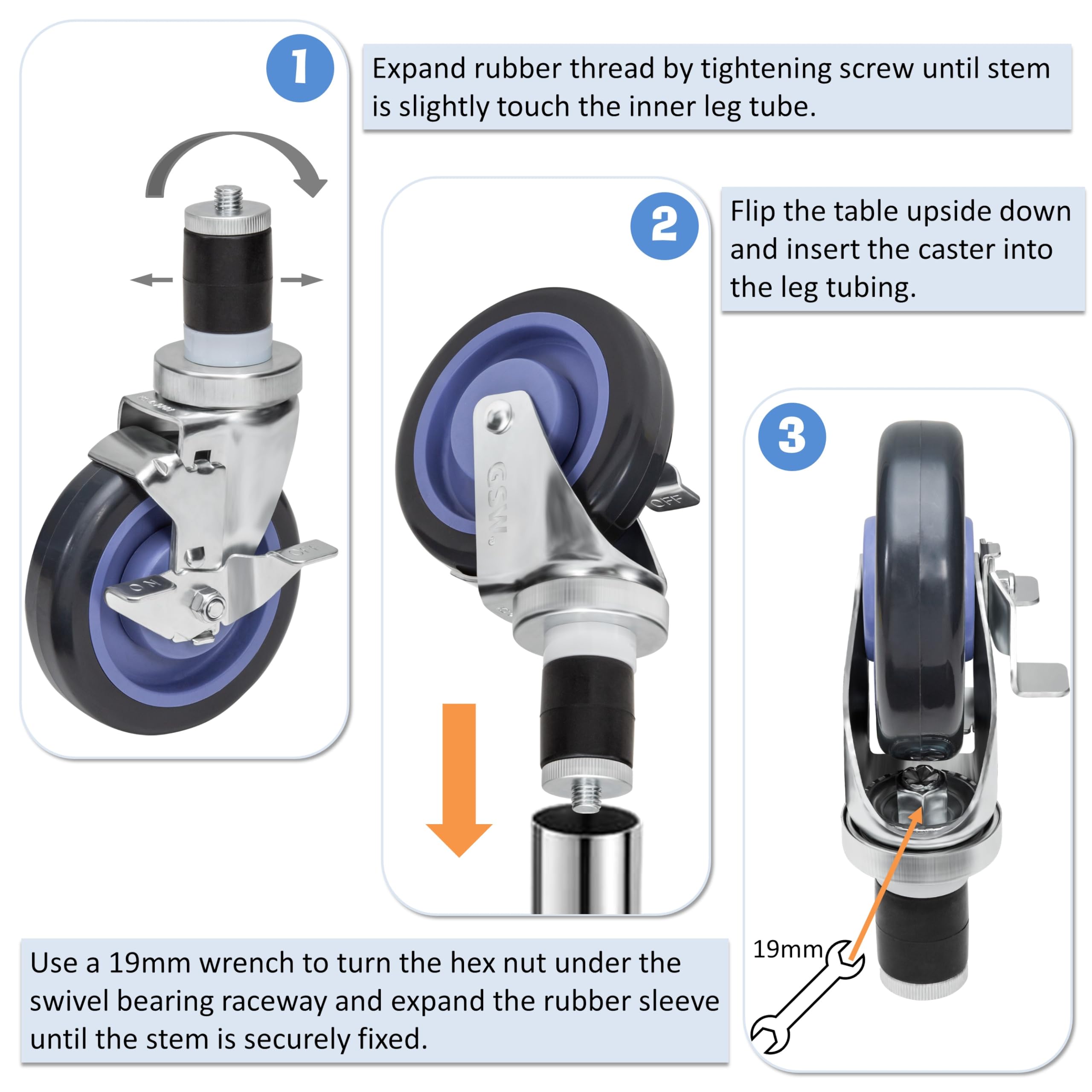 GSW 4-Pack Heavy Duty Casters with 4