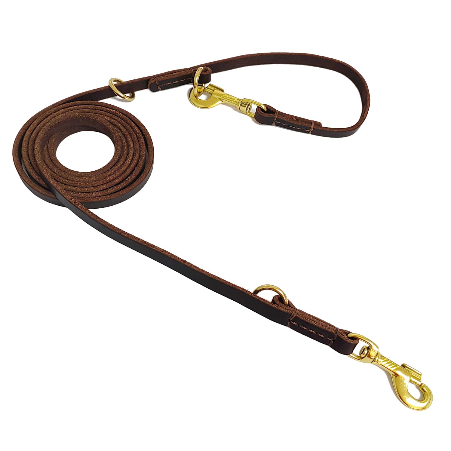 Premium 8ft Genuine Leather Dog Leash - Hands Free, Multi-Function Training Leash for Small, Medium & Large Dogs | Durable Double-Ended Design for Walking, Running & Outdoor Adventures