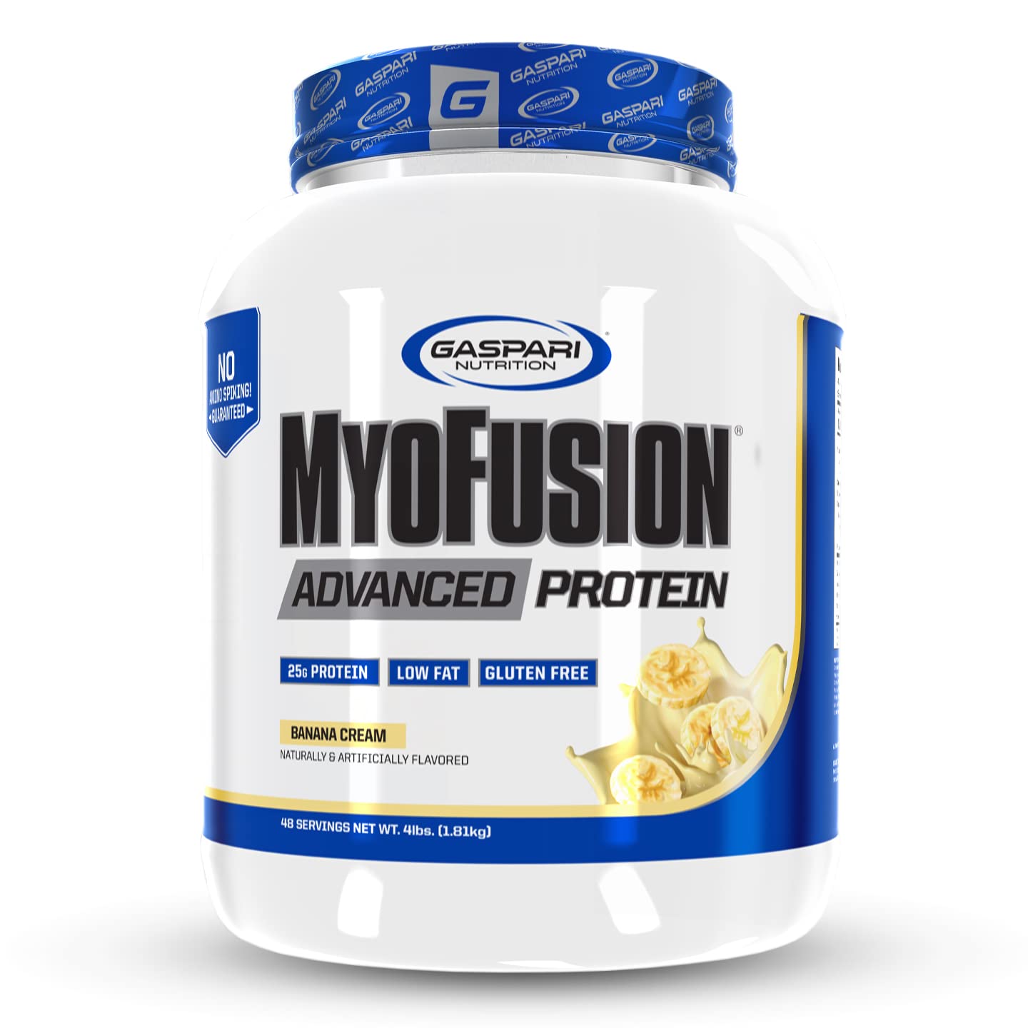 Gaspari Nutrition Myofusion Advanced Protein Powder - Premium Whey, Casein & Isolate Protein Blend - Low Fat, Gluten Free (Banana Cream, 4lb) for Muscle Recovery & Post-Workout Nutrition