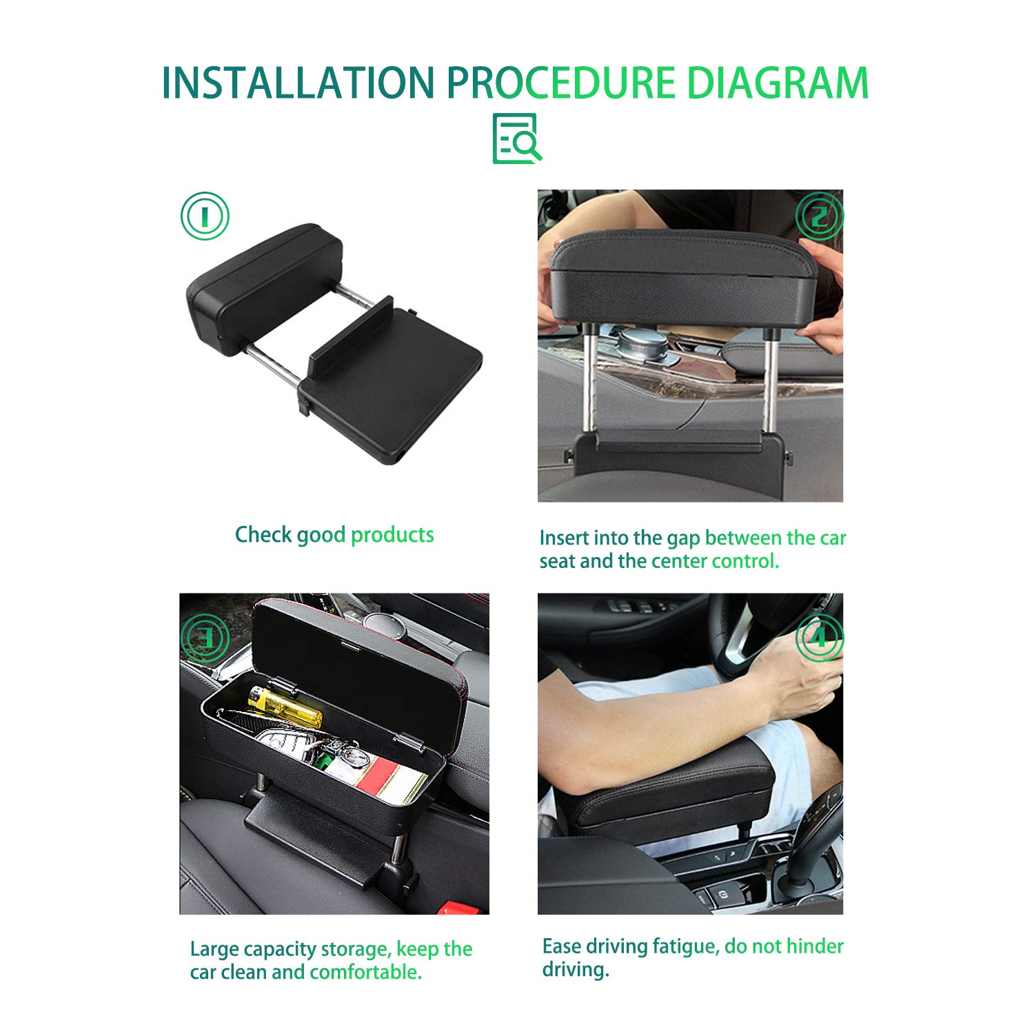 Universal Car Armrest Extender - Adjustable Height Comfort Pad for SUV & Truck Drivers