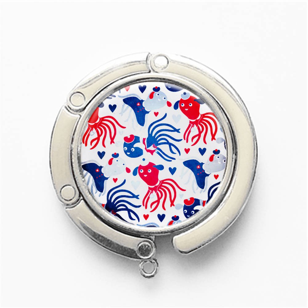 RhyNSky Animal Octopus Round Folding Purse Hook Hanger - Compact Table & Desk Organizer for Handbags, Wallets & Keys | Perfect for Restaurants, Office & Home Use