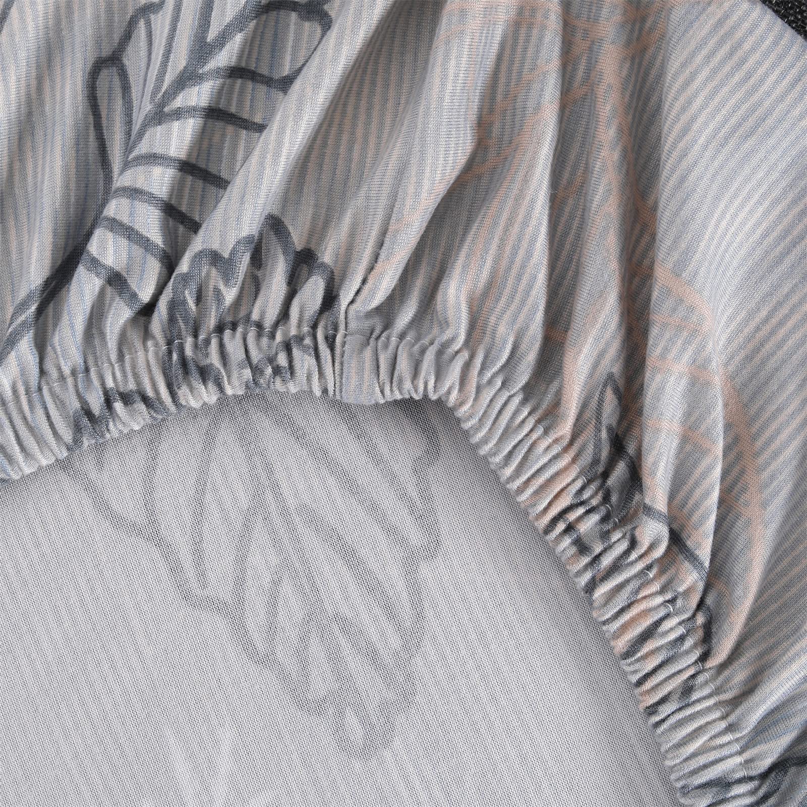 Stretch Parsons Chair Covers Set of 6 - Washable Spandex Slipcovers with Leaf Grey Print for Dining Room Chairs | Perfect for Home, Hotel, Office, Wedding & Banquet Decor