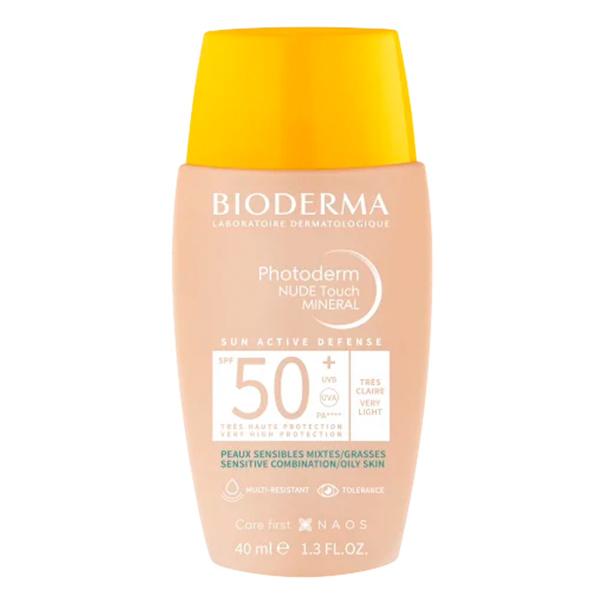 Photoderm NUDE Touch SPF 50+ Very Light Color Tinted Sunscreen - Oil-Free, Non-Comedogenic Face Sunscreen for Daily Use & Sensitive Skin - Perfect for Beach, Outdoor Activities & Makeup Base