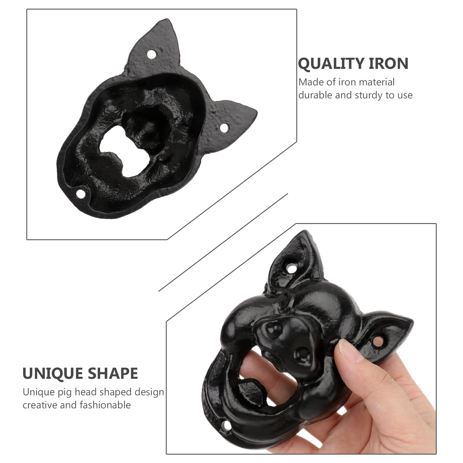 Vintage Cast Iron Pig Head Wall Mounted Bottle Opener - Animal Teeth Design Beer Cap Opener Tool for Bartenders - Perfect for Bars, KTV, Hotels, Housewarming Gifts & Home Kitchen Use (Black)