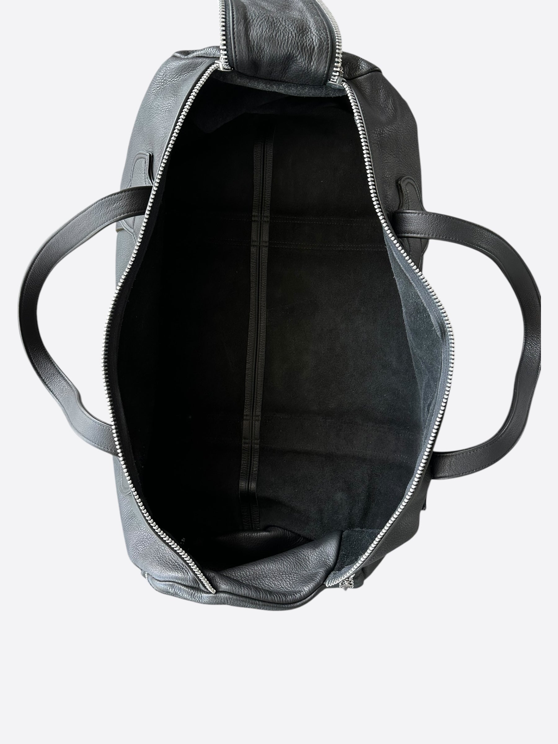 Chrome Hearts Black Leather Duffel Bag for Men & Women - Stylish Travel Duffel, Gym Bag, Weekend Getaway Luggage - Perfect for Workouts, Business Trips & Vacation Travel