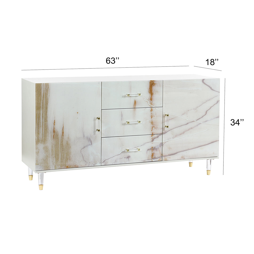 Melody Credenza - Stylish Mid-Century Modern Wooden Sideboard with 3 Drawers & 2 Doors - Perfect for Dining Room Storage, Living Room Organization & Entryway Decor
