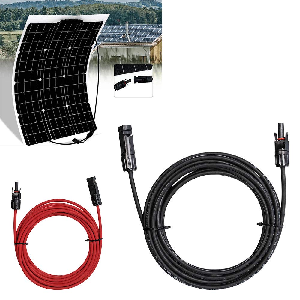 12AWG Solar Panel Extension Cable - 10ft Waterproof 12 Gauge (4mm²) Wire with MC4 Connectors for Solar Systems - Perfect for RV, Home & Off-Grid Solar Panel Installations (Red & Black)