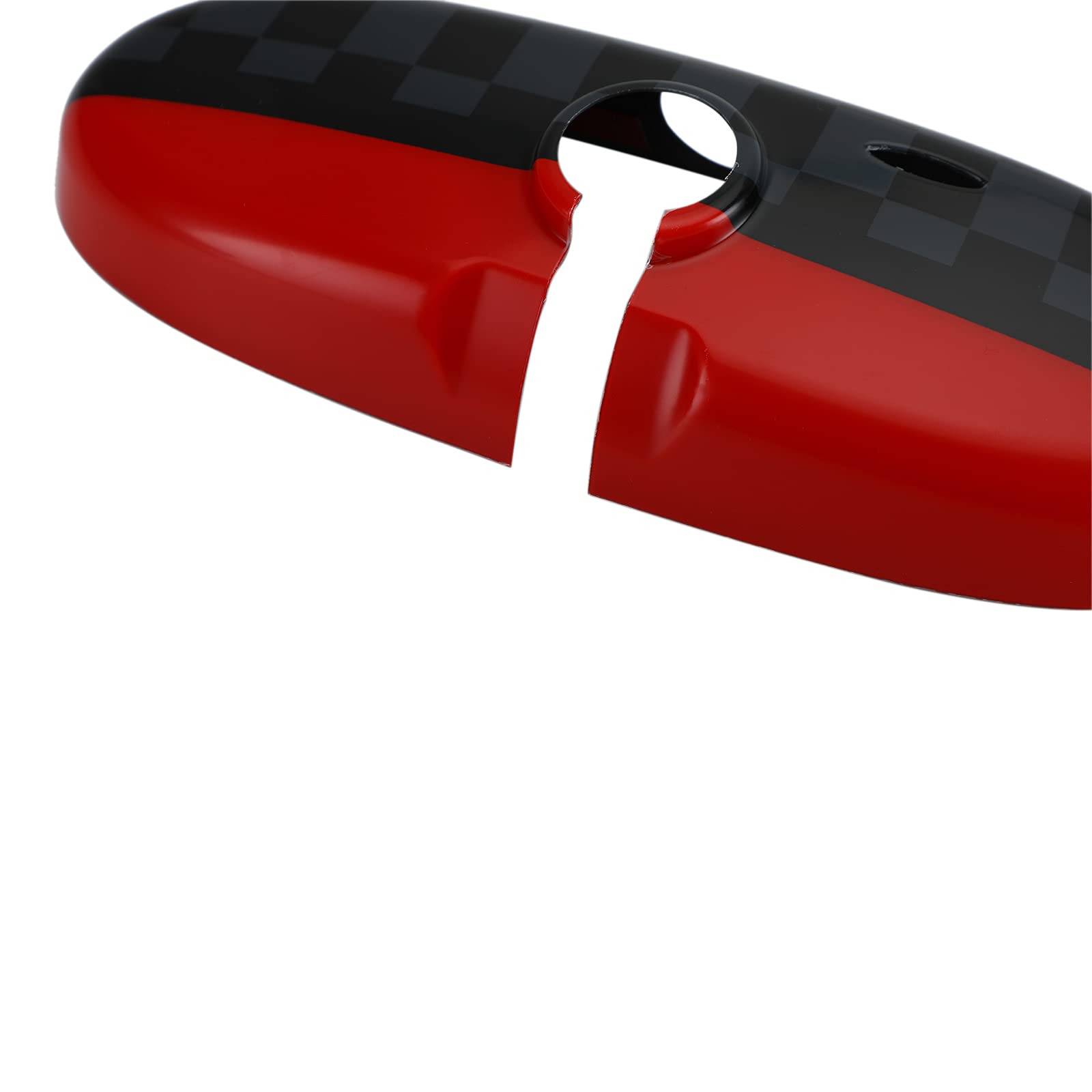 Black & Grey Checkered Red Rear View Mirror Covers for BMW MINI Cooper R55 R56 R57 - Side Mirror Protectors for Enhanced Style & Protection (Perfect for Car Enthusiasts & Customization)