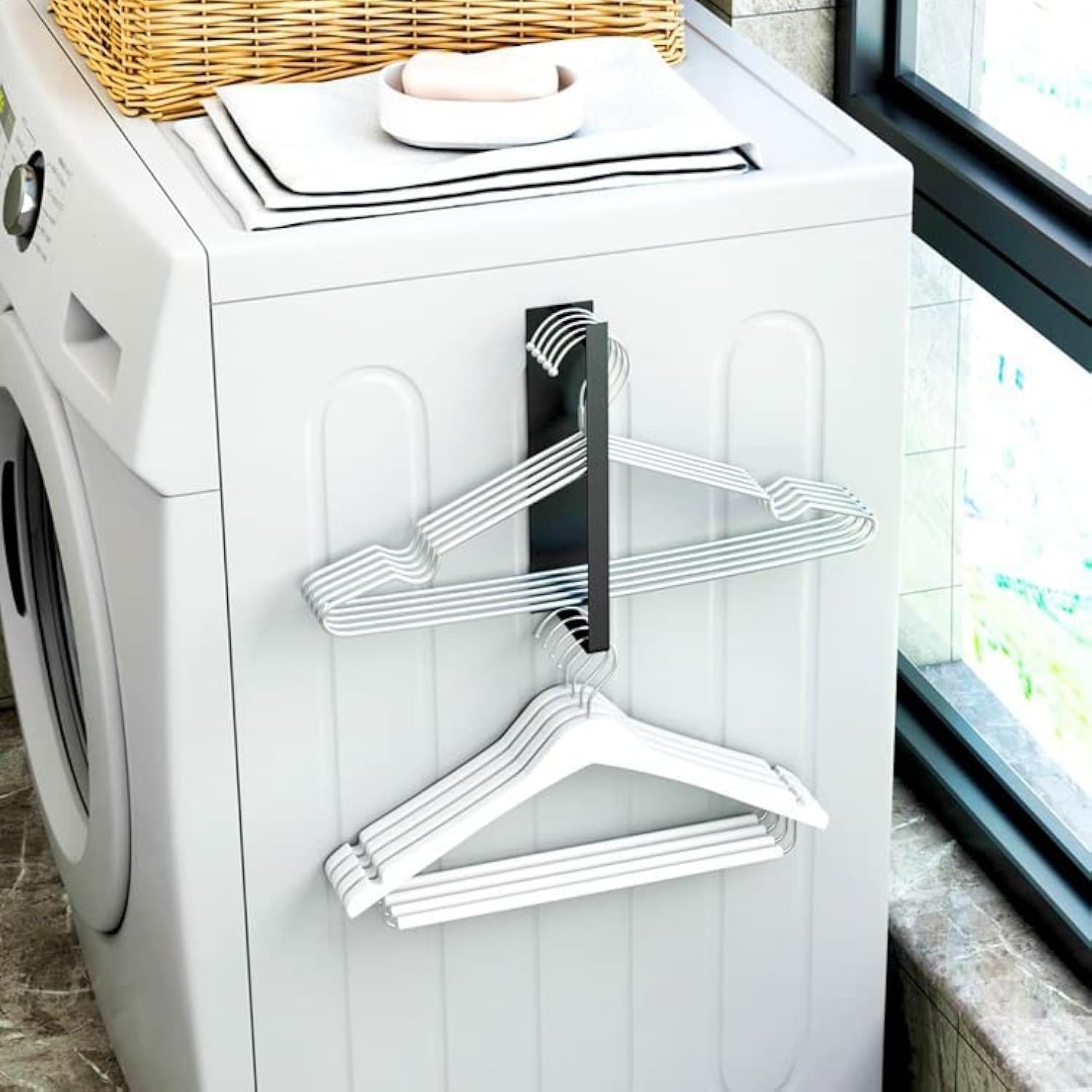 Magnetic Hanger Organizer - Space Saving Hanger Storage Rack for Washing Machine & Closet - Heavy Duty Laundry Room Organizer for Adult & Kids Clothes Hangers - Perfect for Small Spaces, Apartments & Laundry Rooms