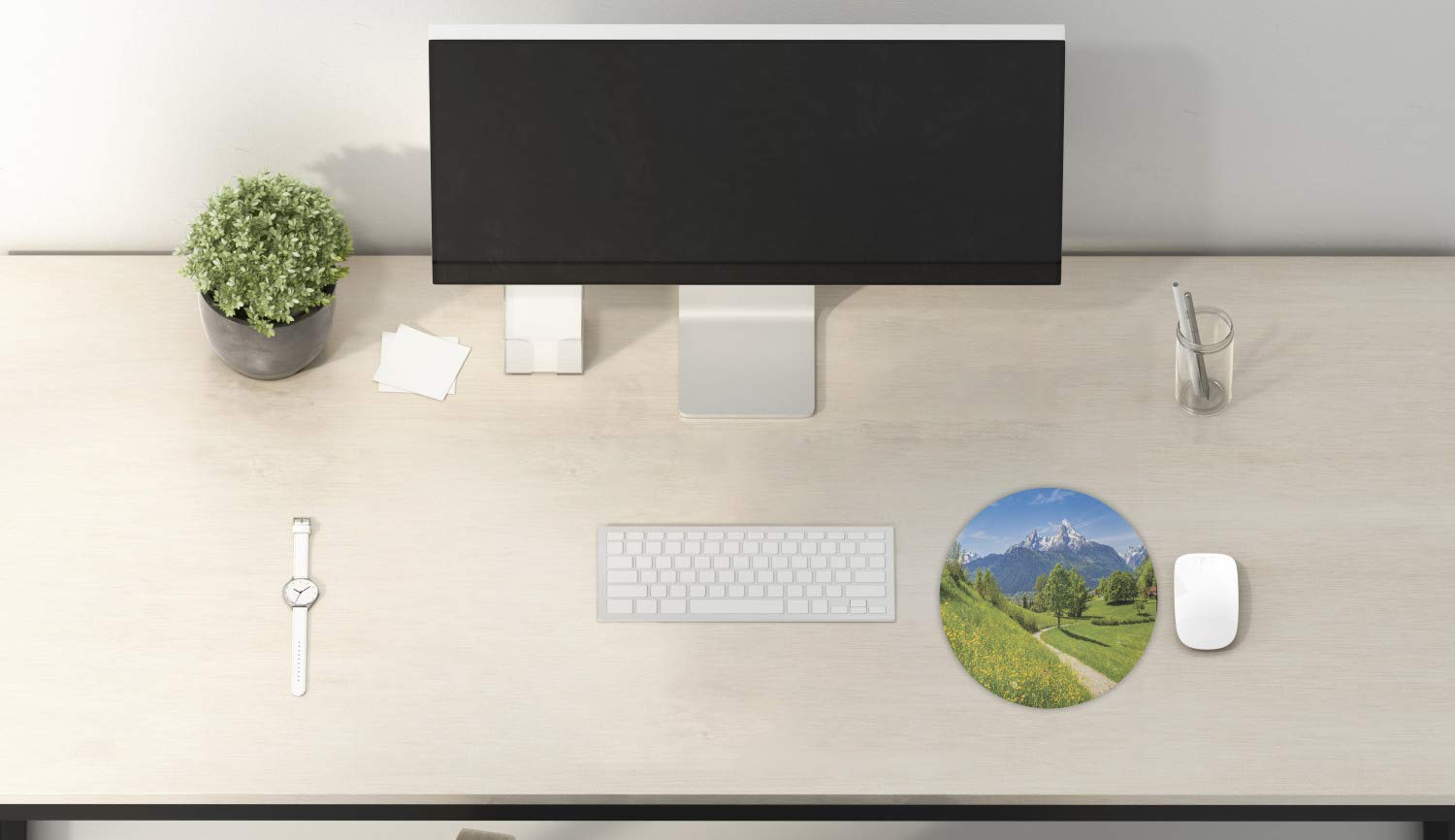 Ambesonne Round Non-Slip Rubber Gaming Mouse Pad - 8