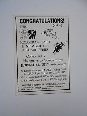 Rare Mad Magazine Spy vs Spy Hologram Insert Card - 1990s Collectible for Comic Fans & Nostalgic Gift