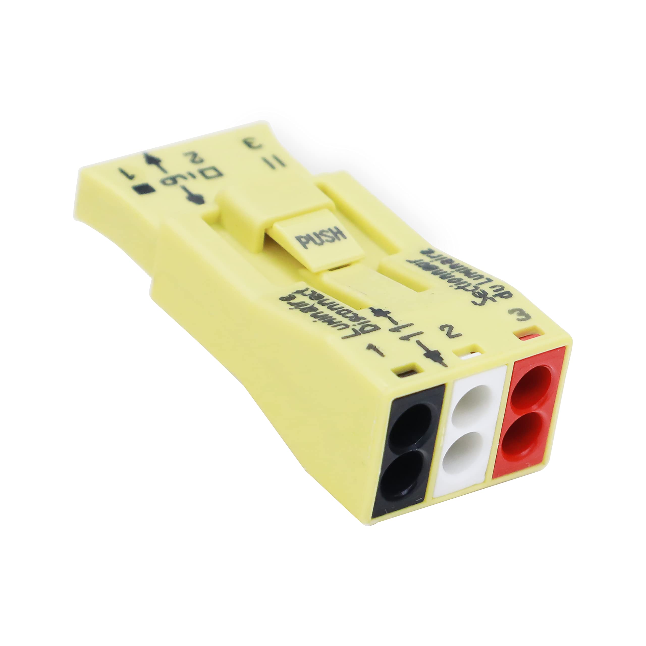 WAGO 873-903 Luminaire Disconnect Connector - 3 Pole Electrical Connector for Lighting Fixtures | Yellow Disconnect Terminal Block | Switching & Dimming Applications | Ideal for LED Lights, Commercial Lighting & Home Electrical Projects | 100-Piece Bulk Pack