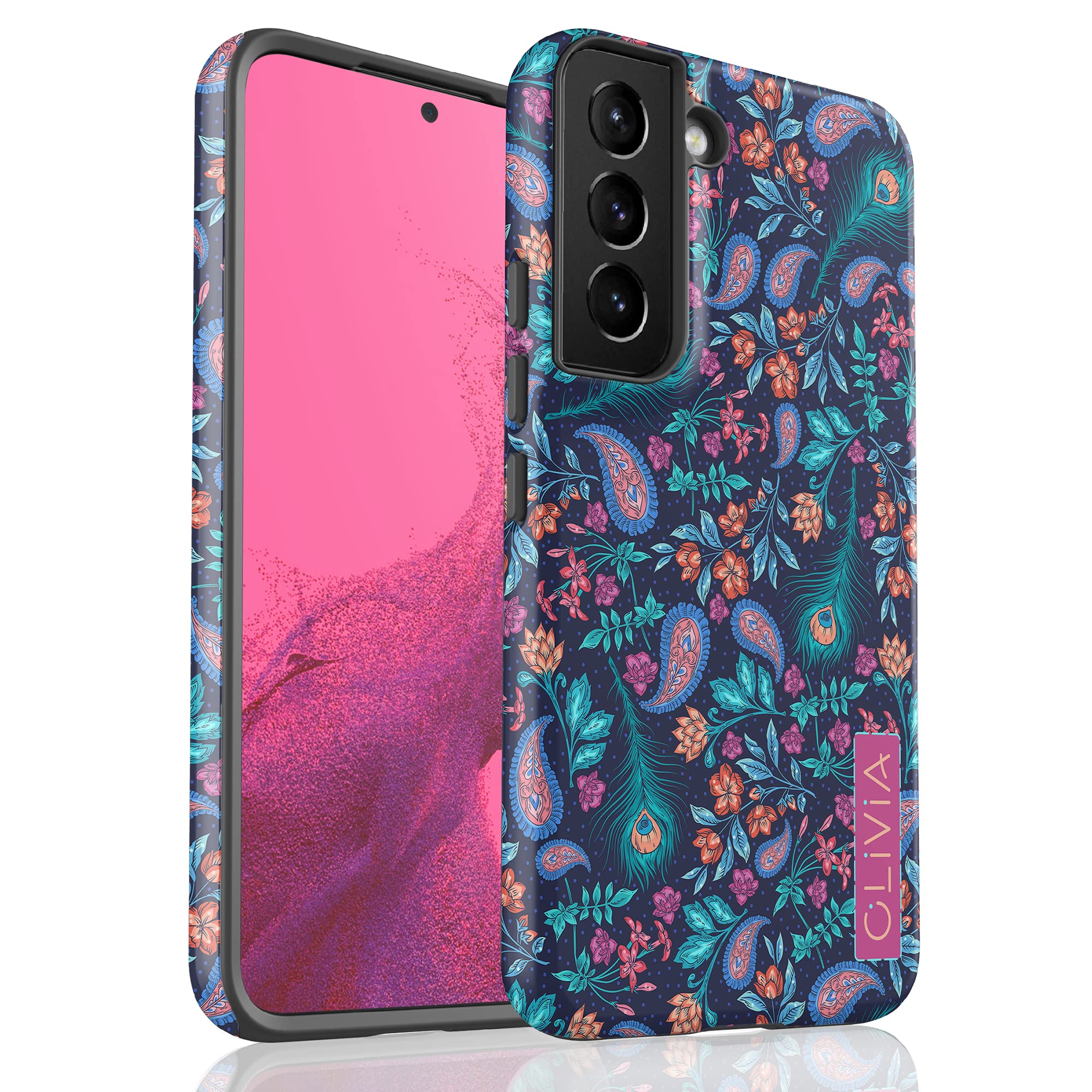 Custom Paisley Floral Peacock Feather Phone Case for Samsung Galaxy S25 Plus/S24 Ultra/S23/S22/S21/S20/S10/S9/S8/Note 20/10 - Stylish Purple Protective Cover for Everyday Use & Special Occasions