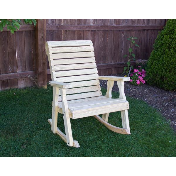 Treated Pine Rollback Rocking Chair - Outdoor Patio Furniture for Relaxing in Garden, Porch or Backyard