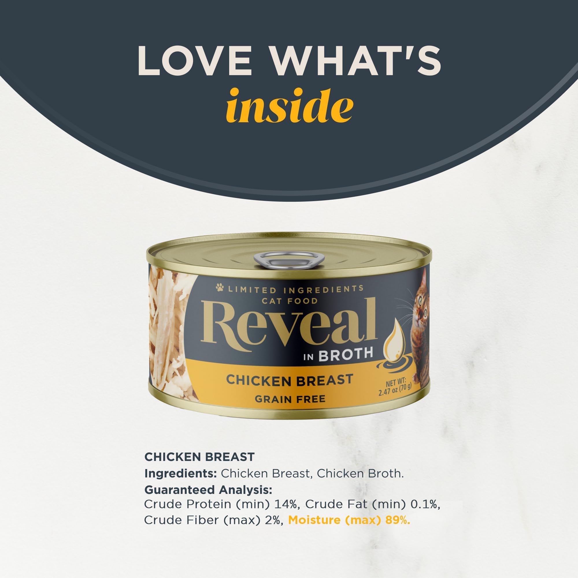 Reveal Grain Free Wet Cat Food - 24 Pack of 2.47oz Cans, Limited Ingredient Chicken Breast in Broth Recipe - Natural Canned Cat Food for Sensitive Stomachs - Perfect for Indoor Cats & Kittens with Digestive Issues
