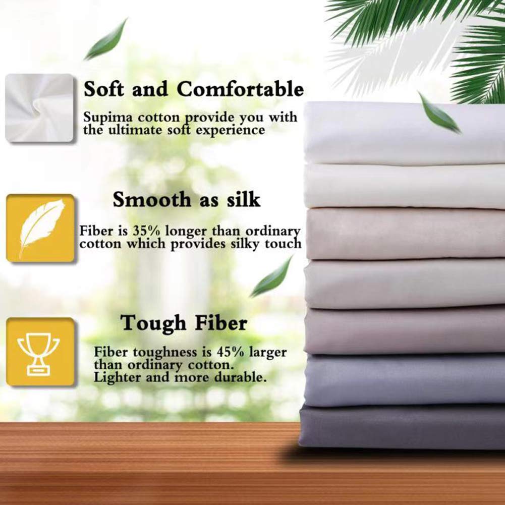 Luxury 100% Supima Cotton Queen Size Bed Sheet Set - 600 Thread Count, 4-Piece Soft & Silky Sateen Weave, Deep Pocket Fits Mattress Up to 18