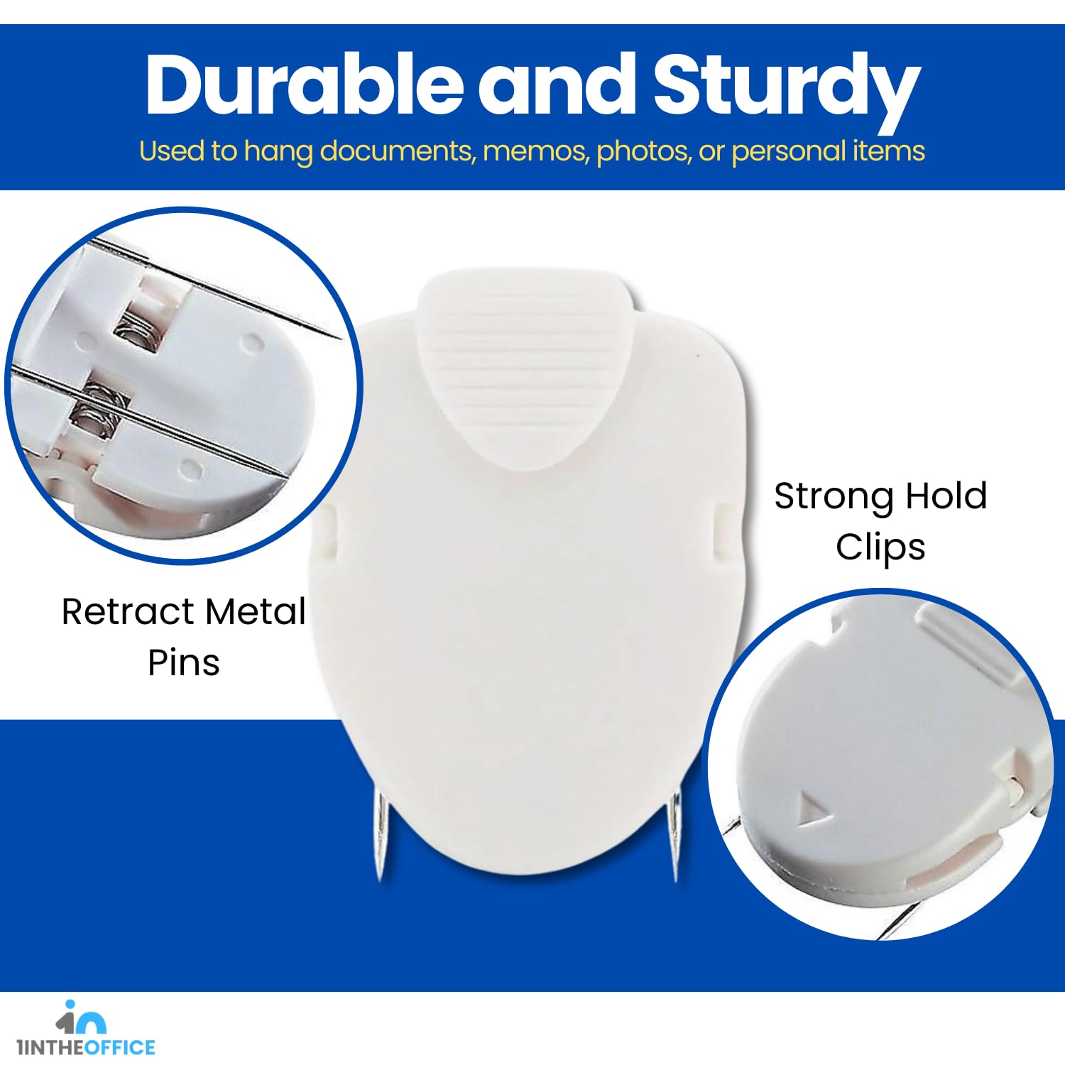 1InTheOffice Cubicle Clips for Fabric Walls - 20 Pack White Office Organizer Clips - Perfect for Hanging Photos, Notes & Decor in Workspaces