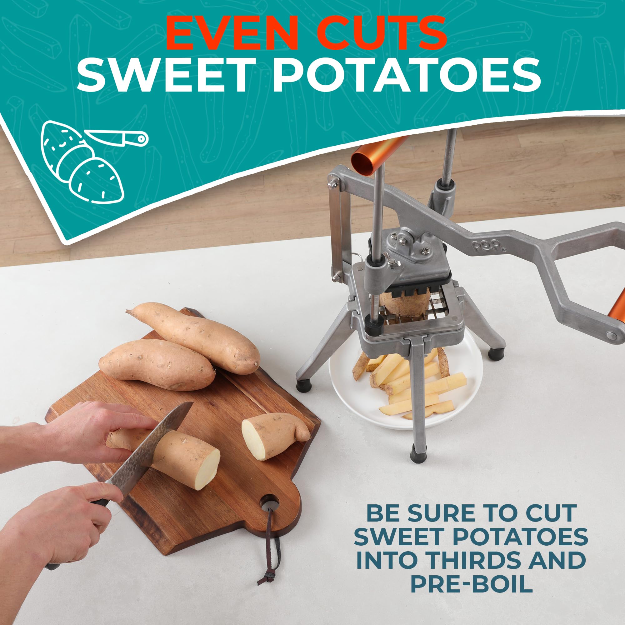 Premium Stainless Steel French Fry Cutter - Commercial Grade Potato & Vegetable Slicer with 1/4