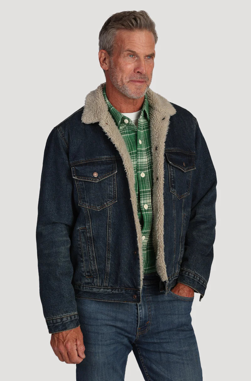 TRUE GRIT DENIM Quilted Sherpa Jacket for Men - Warm Winter Coat with Fleece Lining, Stylish Outdoor Workwear for Hiking, Camping & Casual Wear