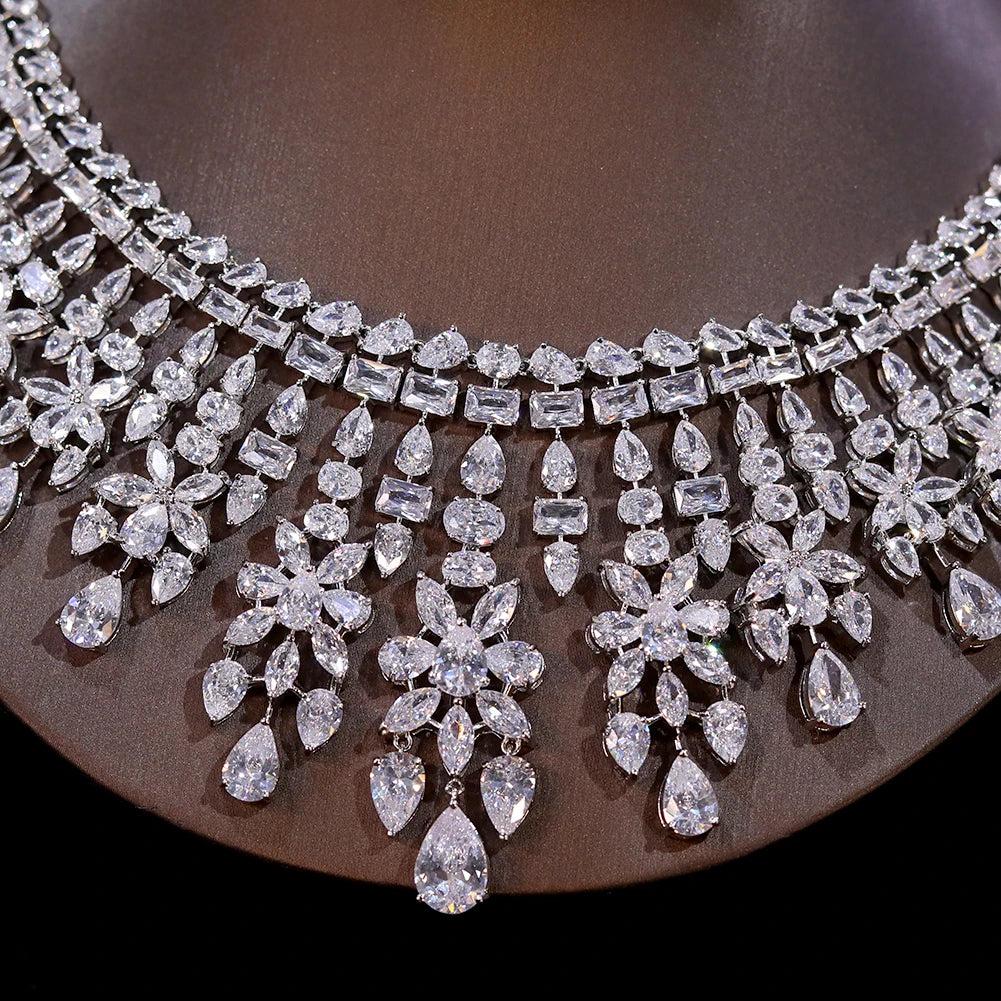 Luxury African Dubai Wedding Jewelry Set - Gold Necklace & Earrings for Women - Perfect for Bridal, Evening Gala, and Special Occasions