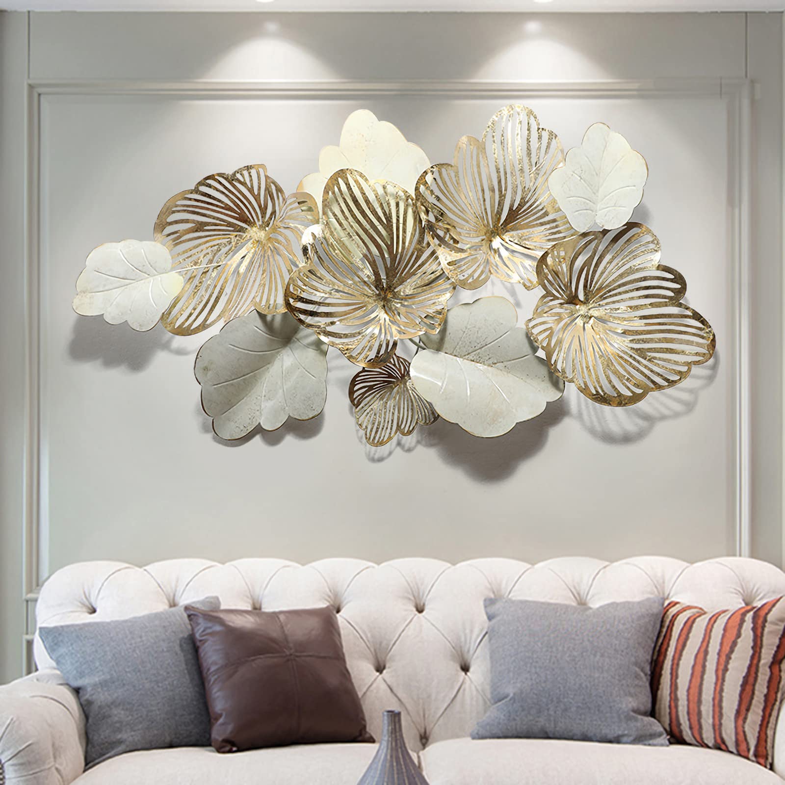3D Metal Wall Art Decor - Modern Gold Flower Blooming Wall Sculpture for Living Room, Bedroom, Kitchen | Luxury Home Decor & Unique Gift Idea | 52
