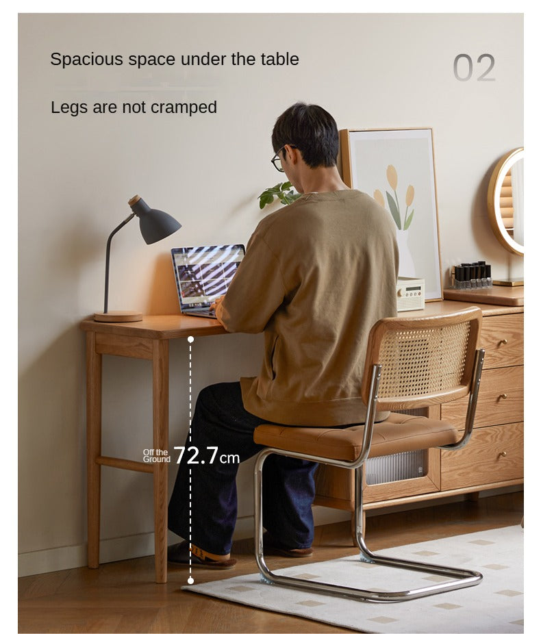 Solid Oak Retractable Vanity Dressing Table with Mirror - Perfect for Bedroom, Bathroom & Small Space Makeup Organization