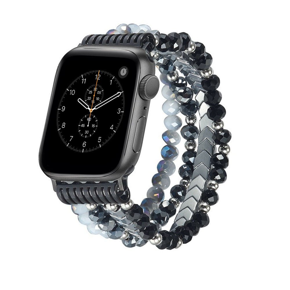 Elegant Beaded Stainless Steel Apple Watch Band for Women - Stylish & Durable Accessory for Work, Gym & Everyday Wear