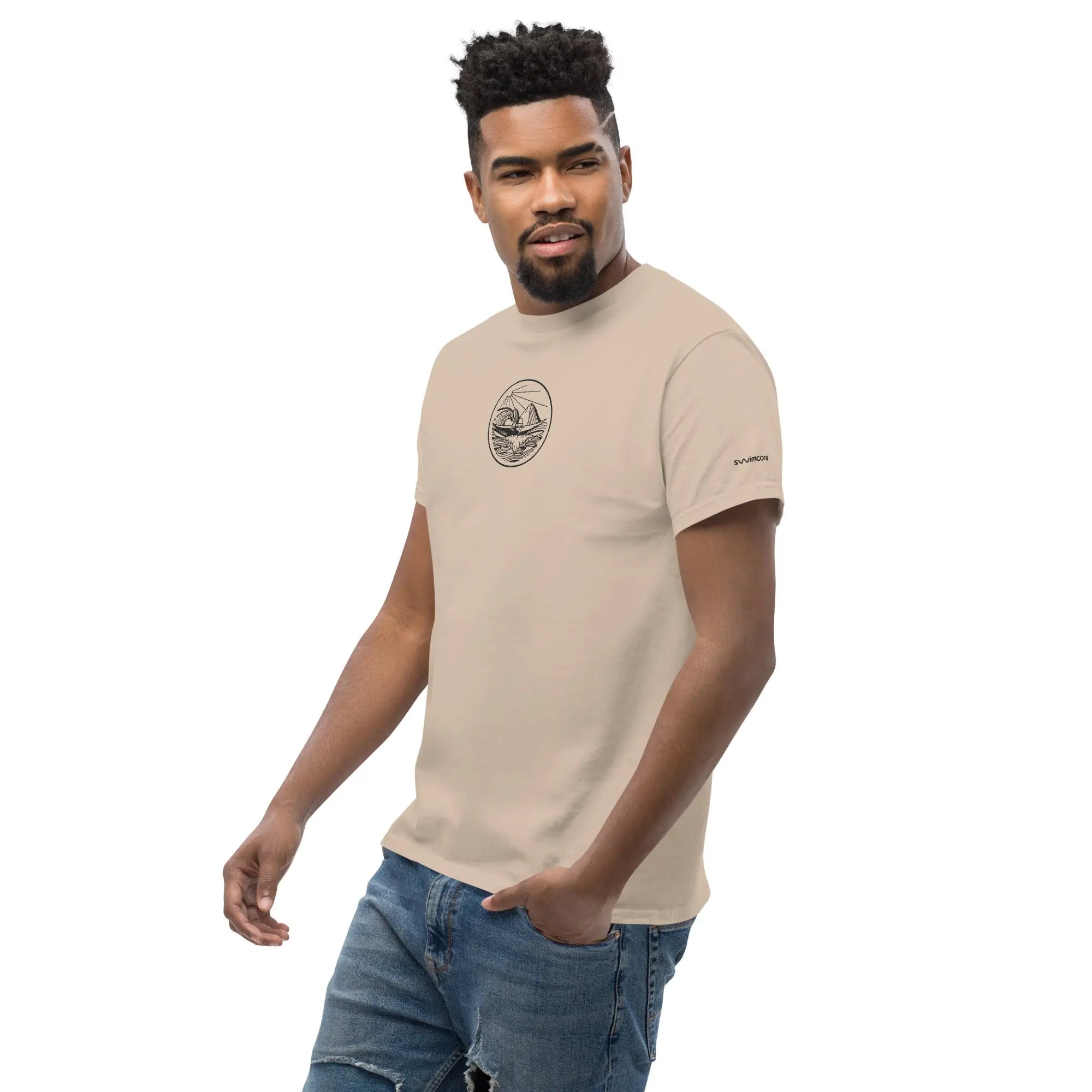 Designer Mountain Swimmer Graphic T-Shirt - Unisex Casual Tee for Men & Women | Perfect for Outdoor Adventures, Beach Trips, and Streetwear Fashion