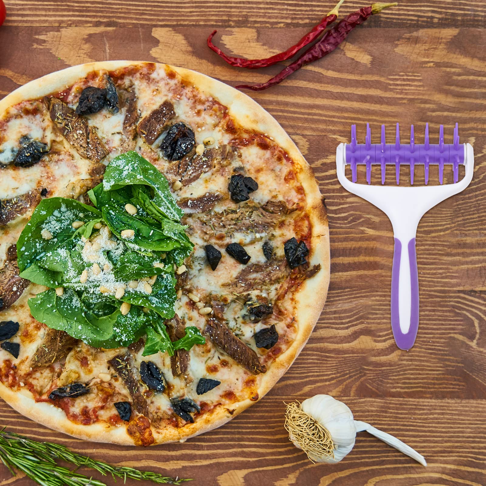 Hemoton 1pc Purple Plastic Pizza Dough Roller with Hole Punch - Pizza Wheel, Dough Sheeter, Pastry Roller for Bread, Cookies & Cakes - Essential Baking Utensil for Perfect Pizza Crust & Pastries - Ideal for Home Bakers & Professional Kitchens