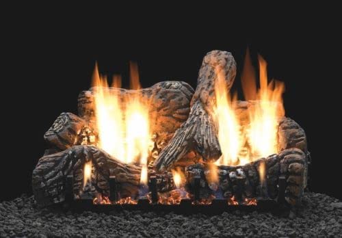 24 Inch Ceramic Fiber Fireplace Log Set - Charred Oak Design, 4-Piece Realistic Fireplace Accessories for Indoor Gas Fireplace, Fire Pit & Home Decor