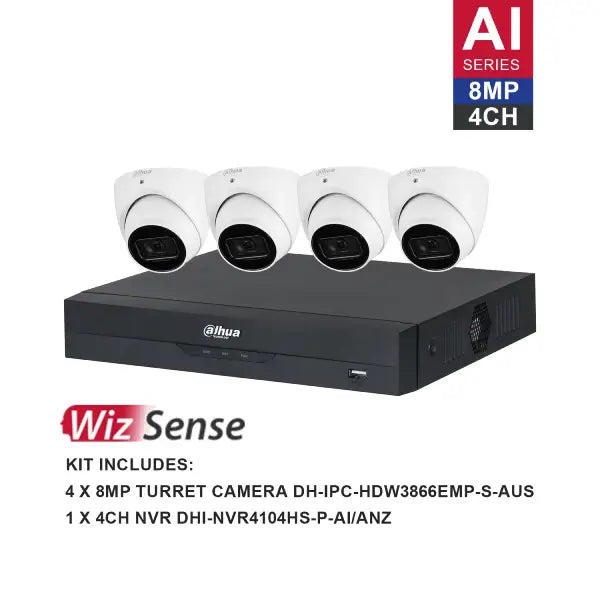 Dahua 8MP 4-Channel Security Camera System - DH-K8044T Surveillance Kit for Home & Business Protection