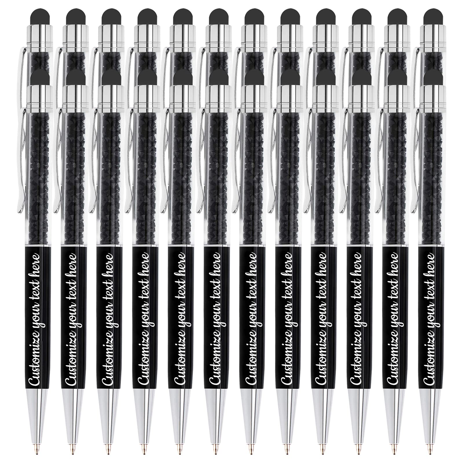 96-Piece Custom Crystal Ballpoint Pens - Personalized Stylus Pens for Touch Screens, Office & School Supplies - Engraved with Your Name/Text - Perfect for Note-Taking, Tablet Use & Professional Gifts