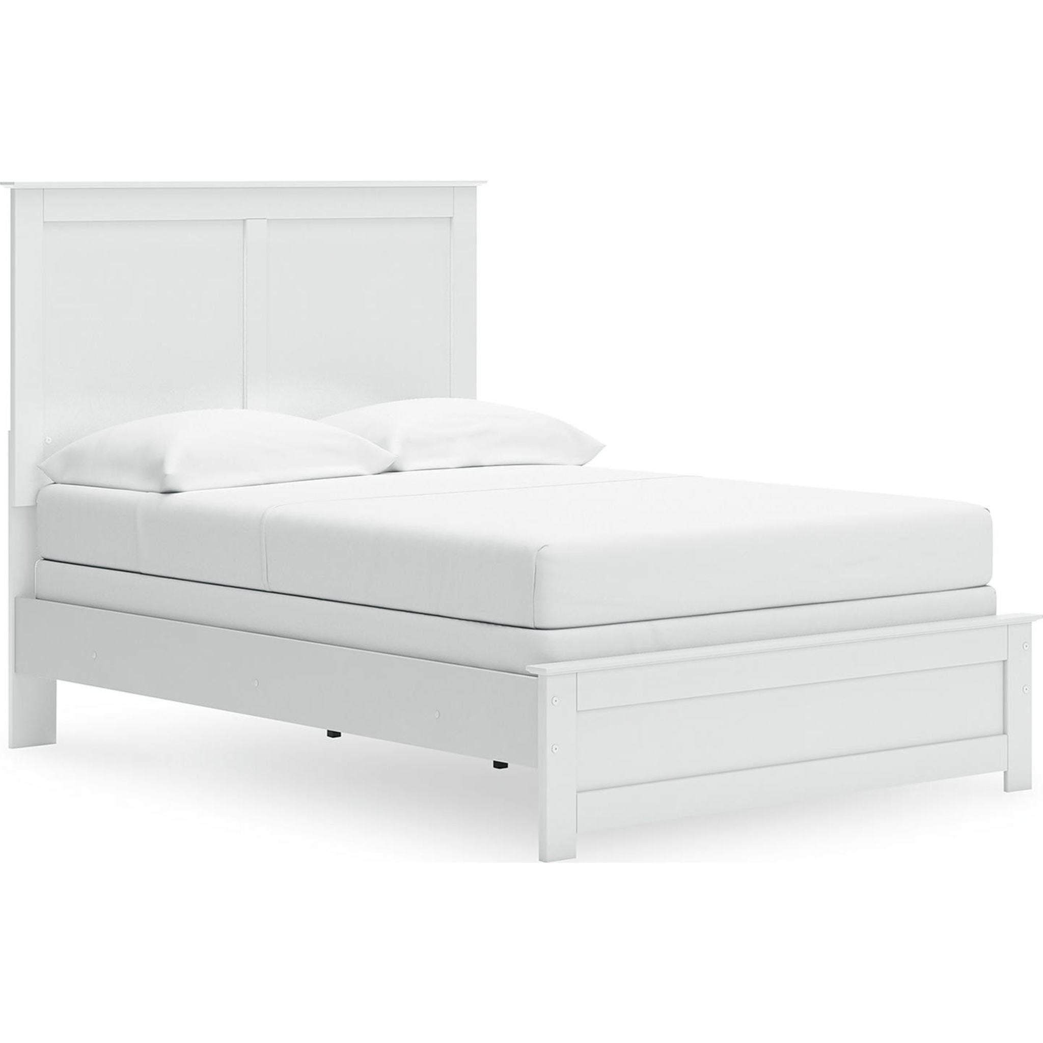 Bostwick Shoals Panel Bed - Queen Size White Wooden Bed Frame with Upholstered Headboard | Perfect for Modern Bedroom, Guest Room & Master Suite