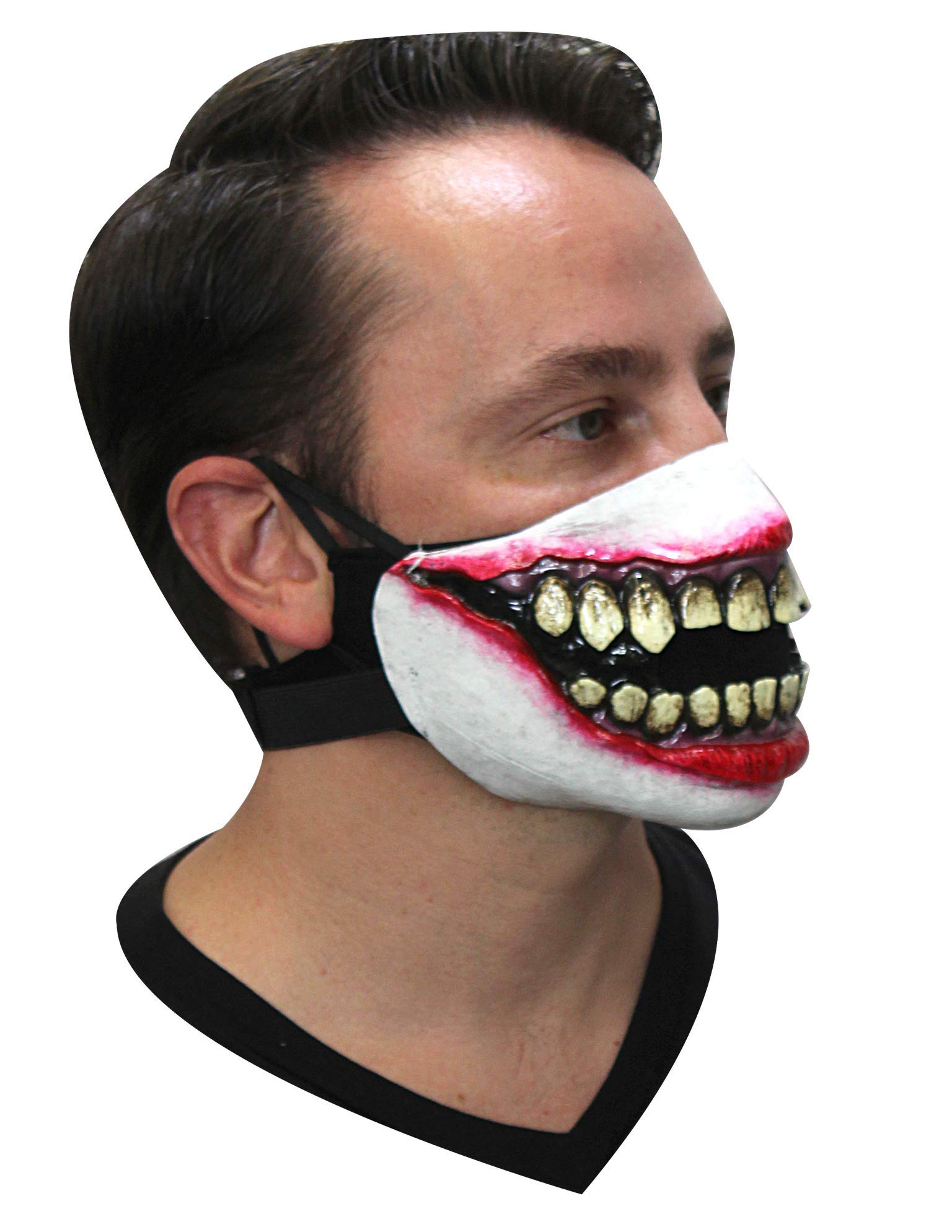 Ghoulish Productions Creepy Smile Latex Muzzle Mask - Big Red Smile Protective Halloween Mask for Adults (One Size) | Perfect for Halloween Parties, Cosplay, Haunted Houses & Horror Events