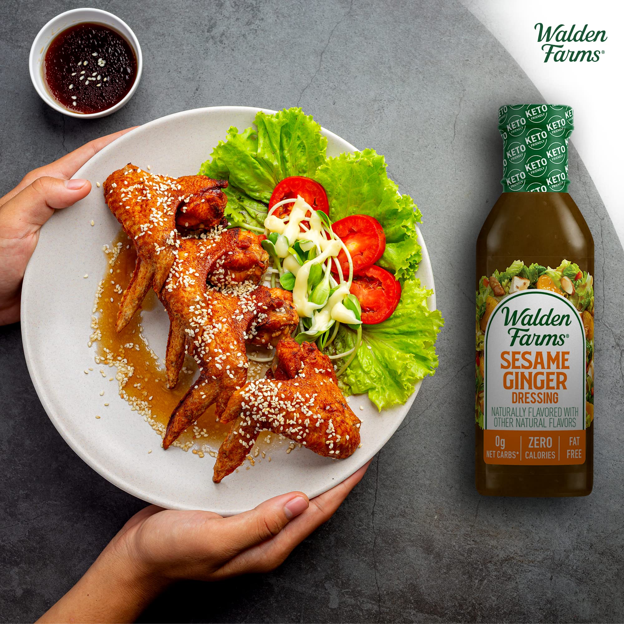 Walden Farms Sesame Ginger Salad Dressing - 12 Fl Oz (Pack of 1) | Sugar Free, Gluten Free, Vegan | Perfect for Salads, Marinades & Dipping Sauces