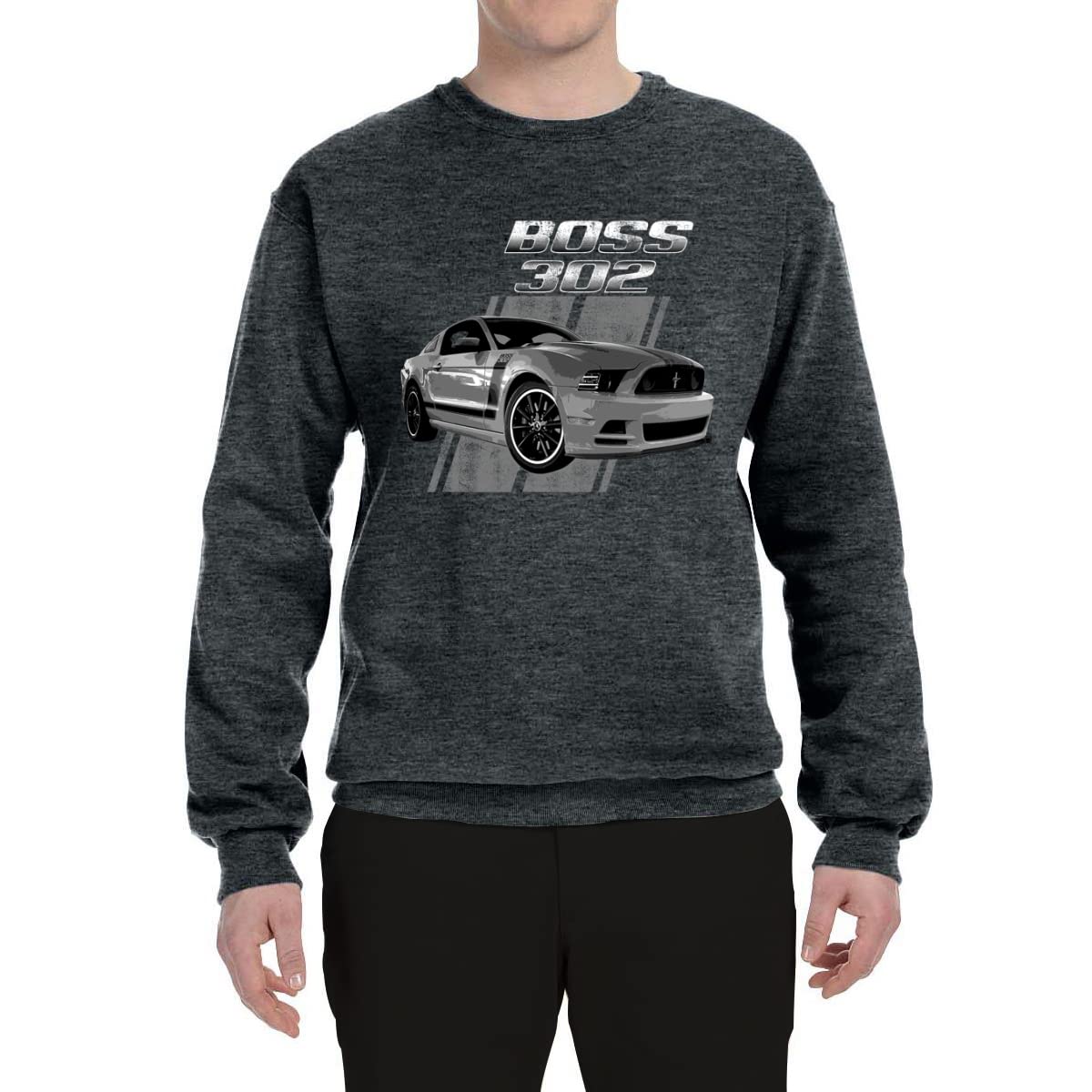 Wild Bobby Boss 302 Mustang Muscle Car Graphic Sweatshirt - Unisex Crewneck Pullover for Car Enthusiasts - Perfect for Car Shows, Racing Events & Casual Wear