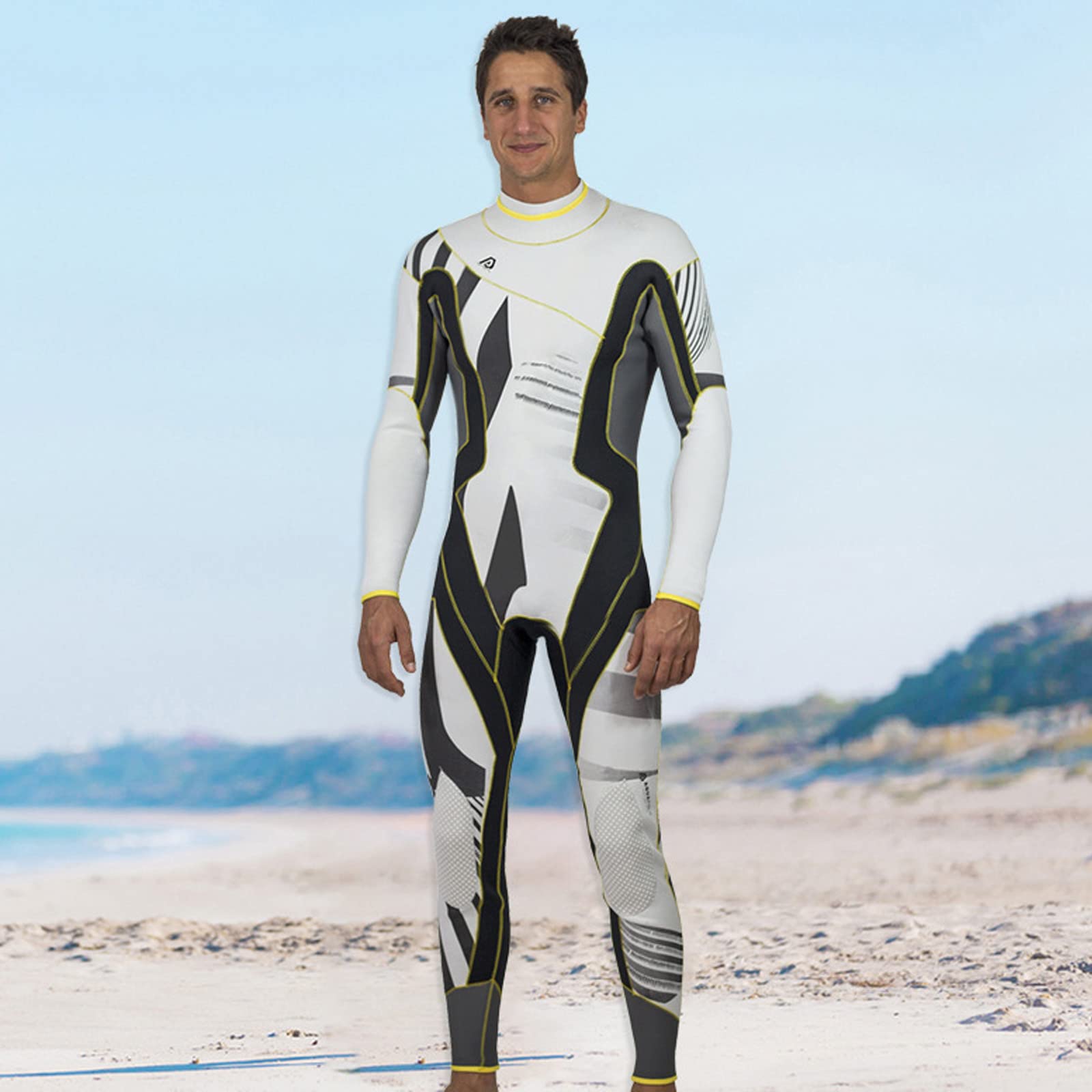 3MM Men's Full Body Wetsuit - 16 Sizes Long Sleeve Diving Suit for Scuba, Snorkeling, Surfing & Water Sports | Perfect for Ocean Adventures, Beach Swimming & Kayaking