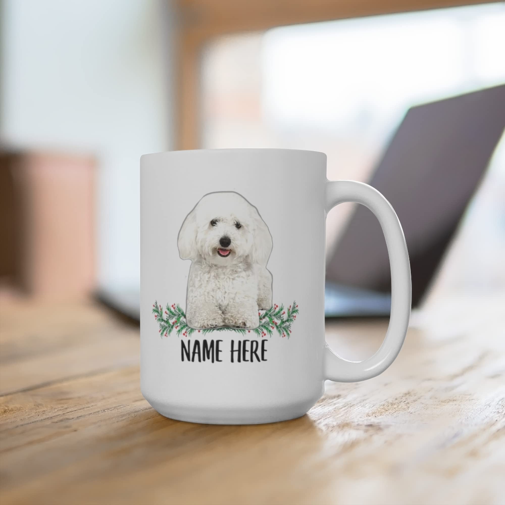 Custom Name Funny Miniature Poodle White Coffee Mug - 15oz Personalized Christmas Gift 2024 - Perfect for Office Use, Holiday Gifting & Dog Lover Presents