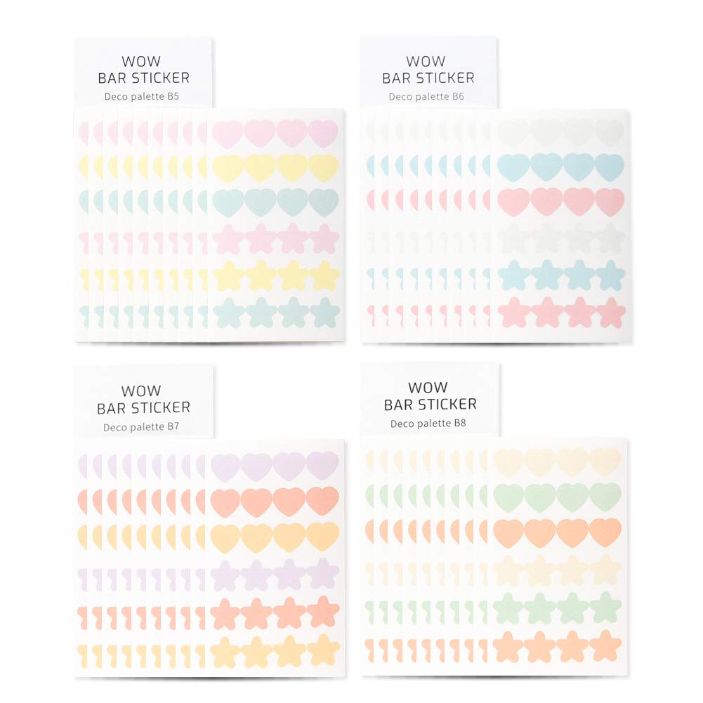 Monolike Wow Bar Sticker Deco Palette E Set - Mini Cute Square Stickers for Scrapbooking, Journaling, DIY Crafts & Planner Decor