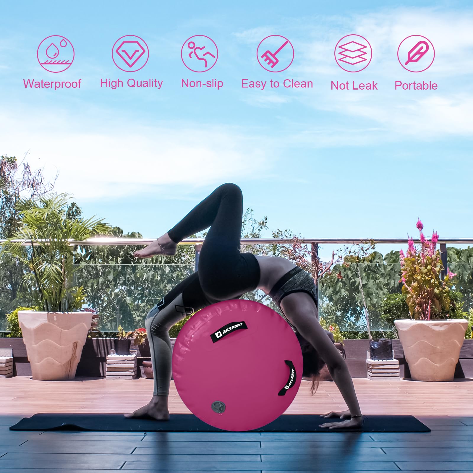 AKSPORT Inflatable Air Roller for Gymnastics Training - Backbends, Back Handsprings & Tumbling Practice with Electric Pump - Perfect for Home, Yoga, Cheerleading & Back Walkovers - Great for Stretching, Flexibility & Acrobatic Exercises