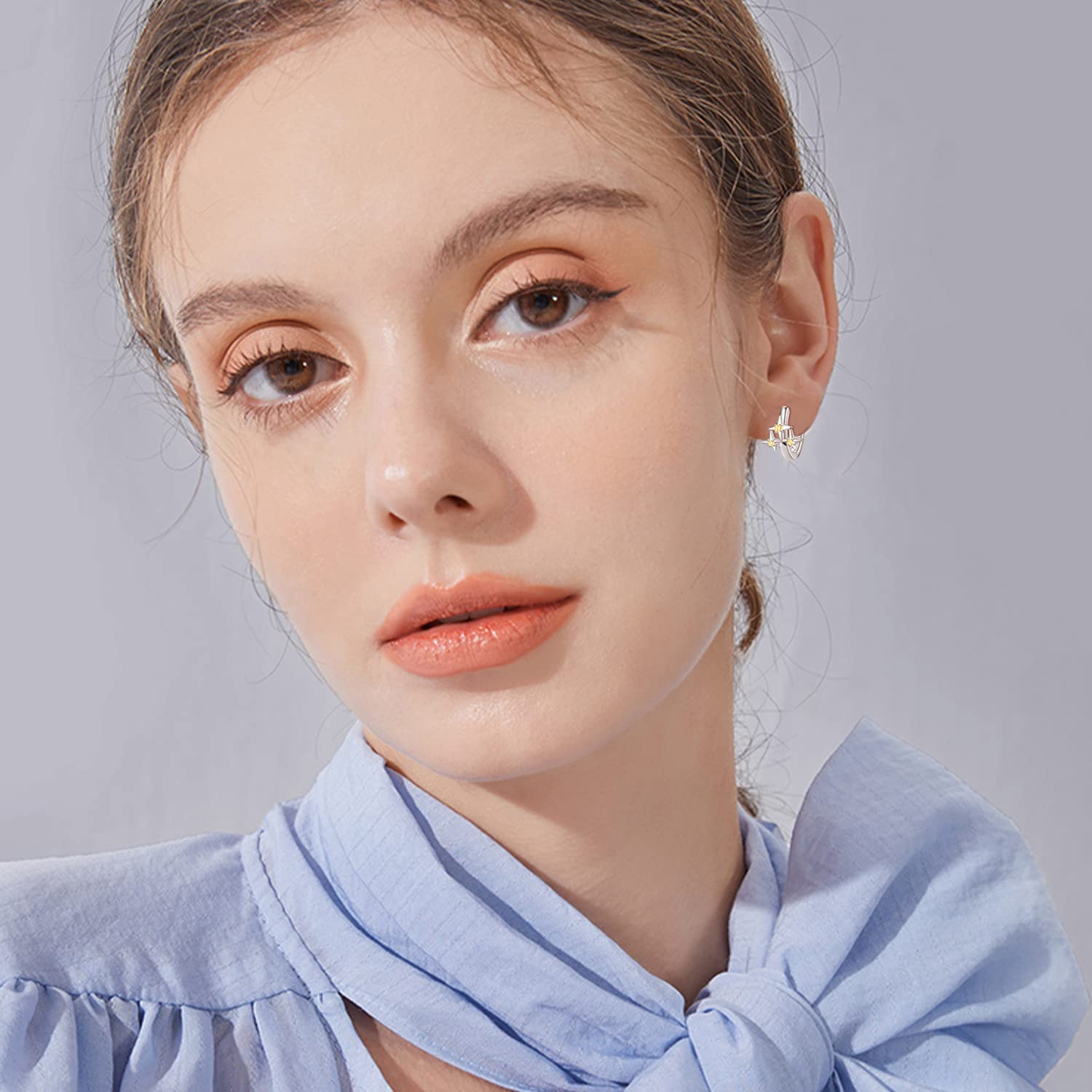 Palpitate Star Earrings for Women - Sterling Silver Star Hoop Earrings | Trendy Celestial Jewelry Gift for Her | Perfect for Parties, Date Nights & Everyday Wear