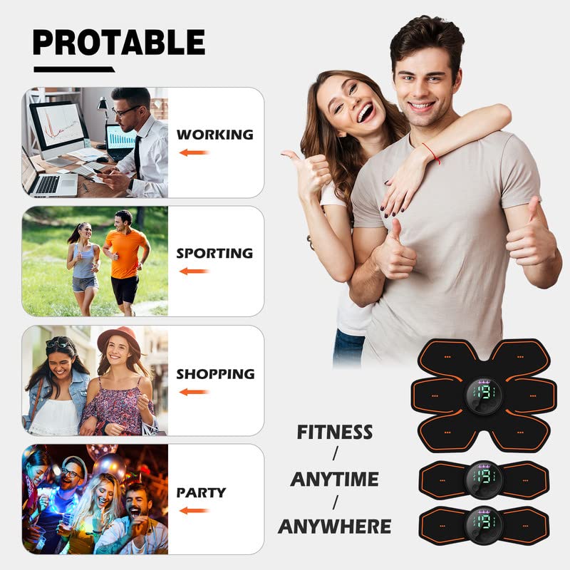 Joinpital ABS Stimulator - USB Rechargeable Ab Machine for Abdomen, Arm & Leg Workouts - Strength Training Equipment for Men & Women - Perfect for Home Gym, Office & Travel Fitness