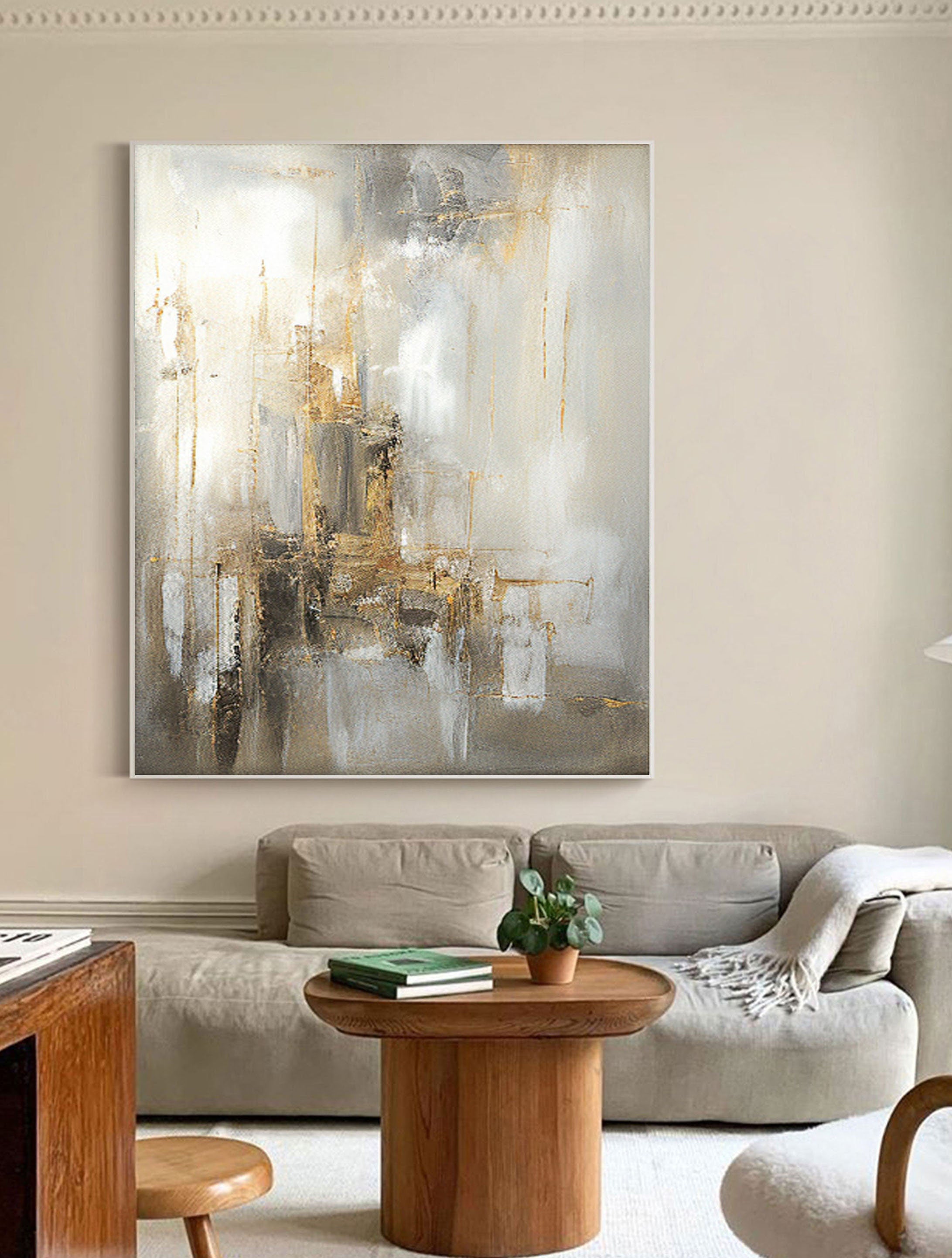Abstract Frameless Stretched Canvas Painting #AB054 - Modern Wall Art for Living Room, Bedroom & Office Decor