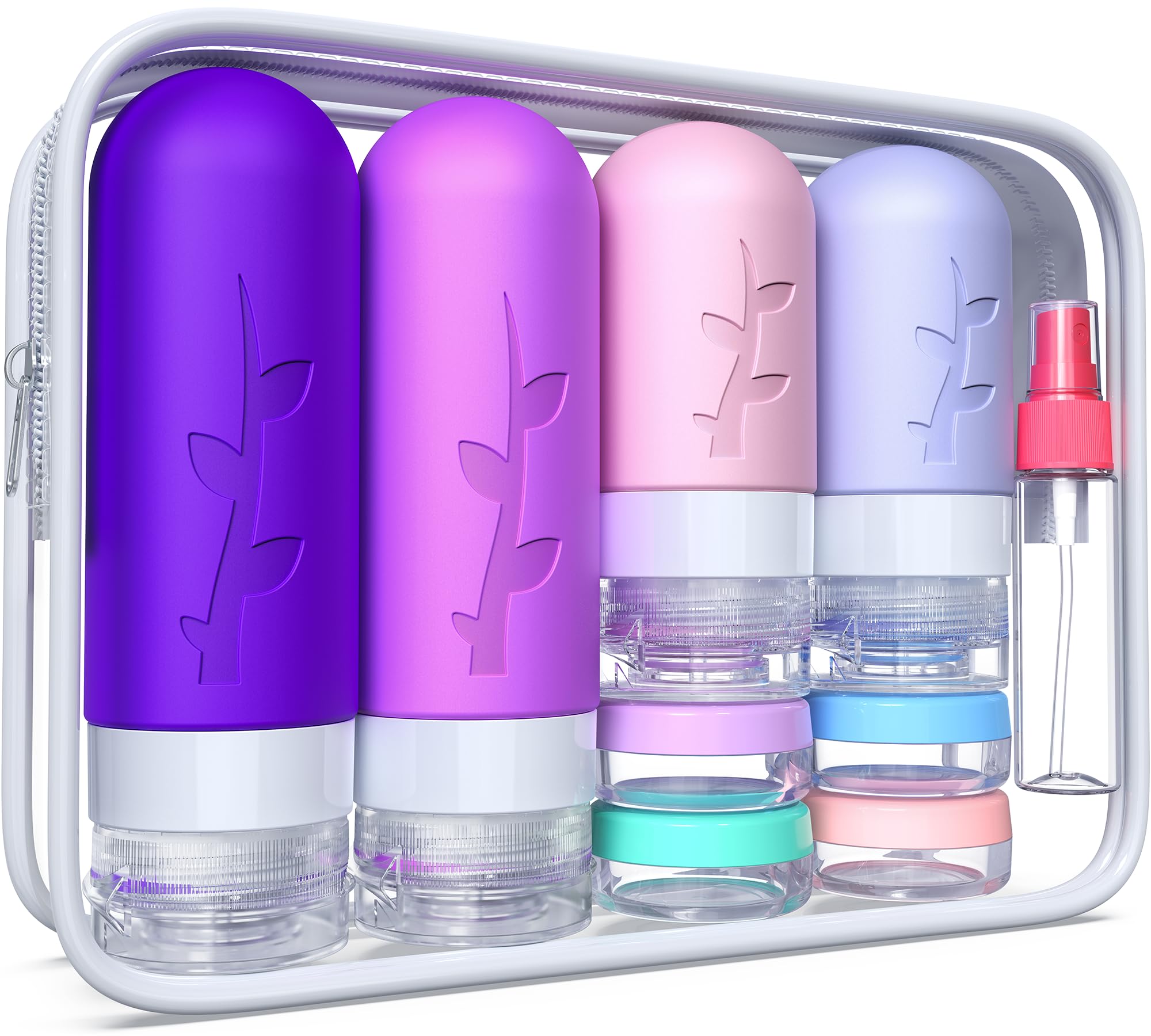 18 Pack TSA Approved Travel Bottles for Toiletries - Leak Proof Silicone Refillable Containers (3oz & 2oz) - BPA Free Shampoo, Conditioner & Lotion Bottles for Air Travel, Gym, Camping & Vacation Essentials