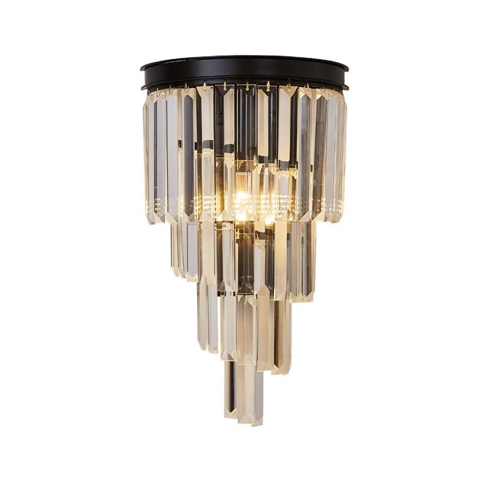 Modern Glass Crystal Strip Wall Sconce - E14 LED Wall Light Fixture for Living Room, Bedroom, Hotel & Study Room - Energy Efficient A+ Rated Decorative Lighting for Ambient & Task Illumination