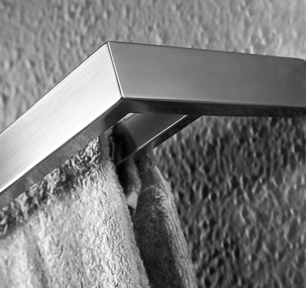 60cm Double Towel Rack - Wall Mounted Bathroom Towel Holder, Polished Stainless Steel Towel Bar for Bath & Shower - Perfect for Small Spaces & Modern Bathroom Decor