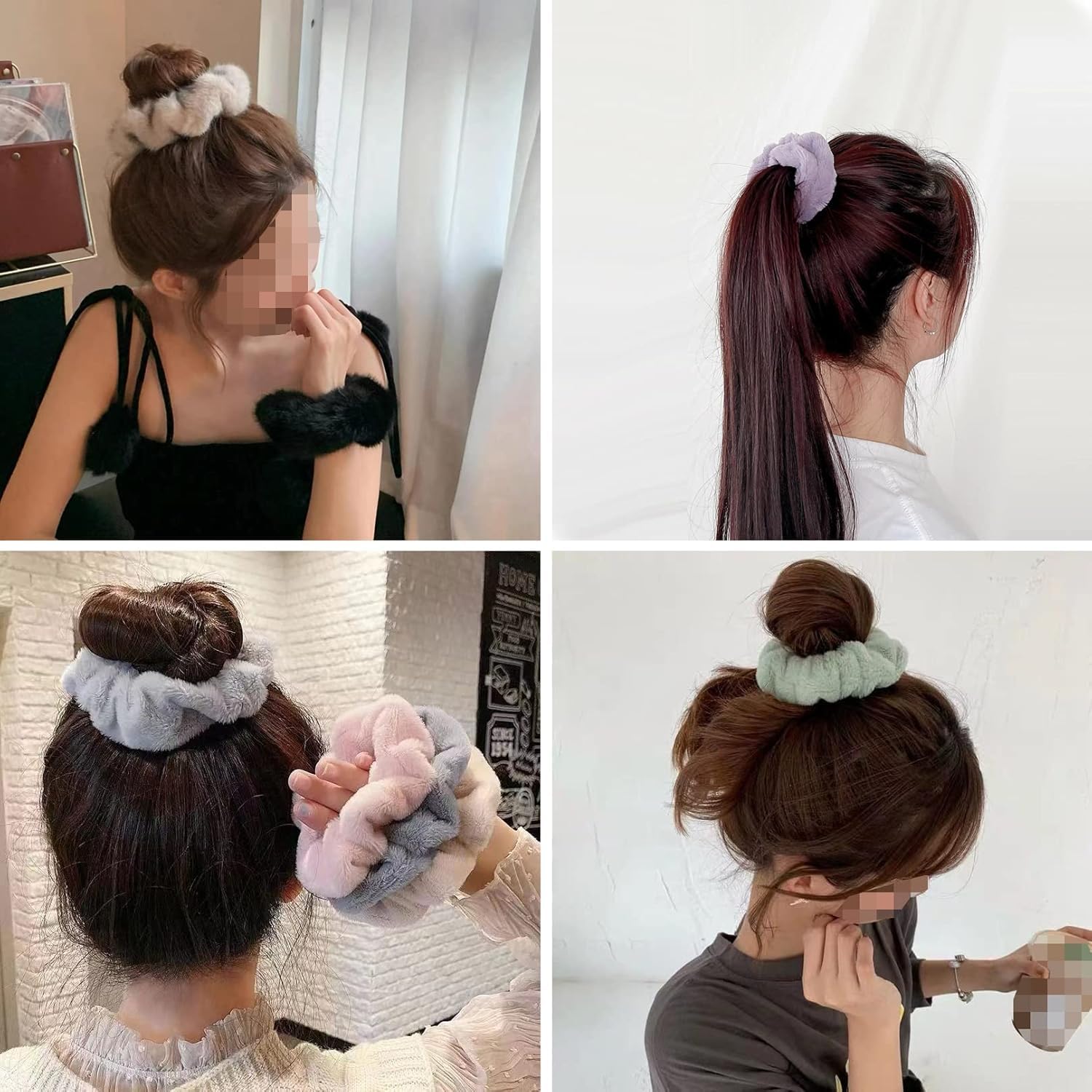 5 Pack Ultra Soft Microfiber Hair Towel Scrunchie for Women & Girls - Large Hair Scrunchies for Thick Hair - Quick Dry Hair Towel Wrap - Perfect for Post Shower, Gym, Swimming & Travel Use