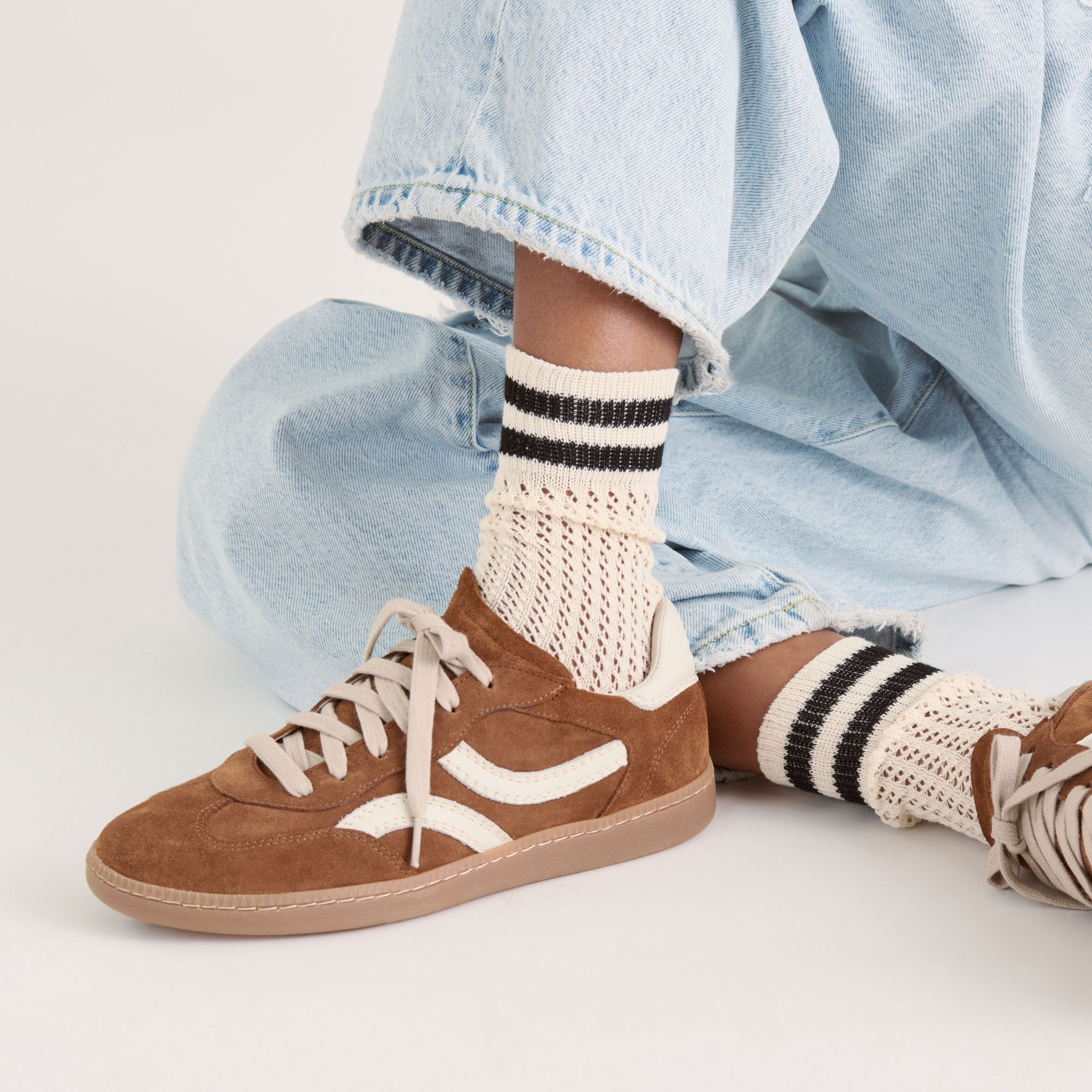 Pointelle Striped Socks for Women - White & Black Cotton Ankle Socks - Comfortable & Breathable for Everyday Wear, Workout, and Casual Outfits
