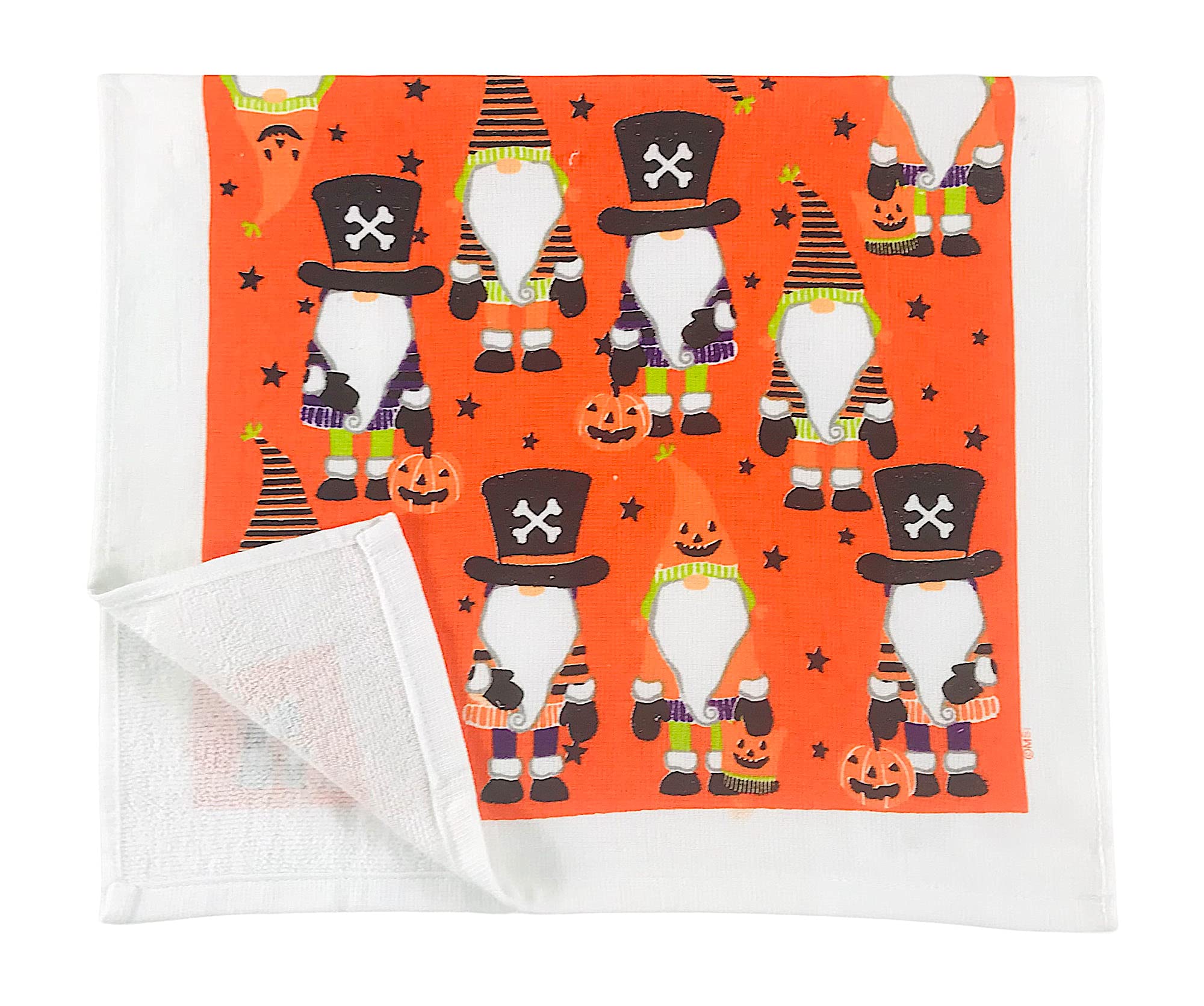 Halloween Gnome Kitchen Dish Towels and Pot Holders Set - 100% Cotton 5-Piece Set (Orange, Black, Green, Purple) - Cute Trick or Treat Themed Kitchen Accessories for Halloween Decor and Cooking